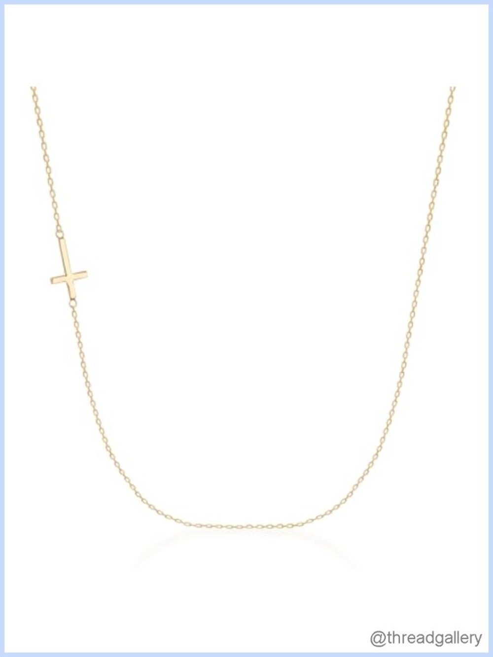10K Solid Gold Sideways Cross Necklace 18 Inch Cable Chain